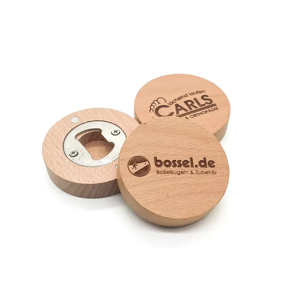 Runde Flaschenöffner aus Holz