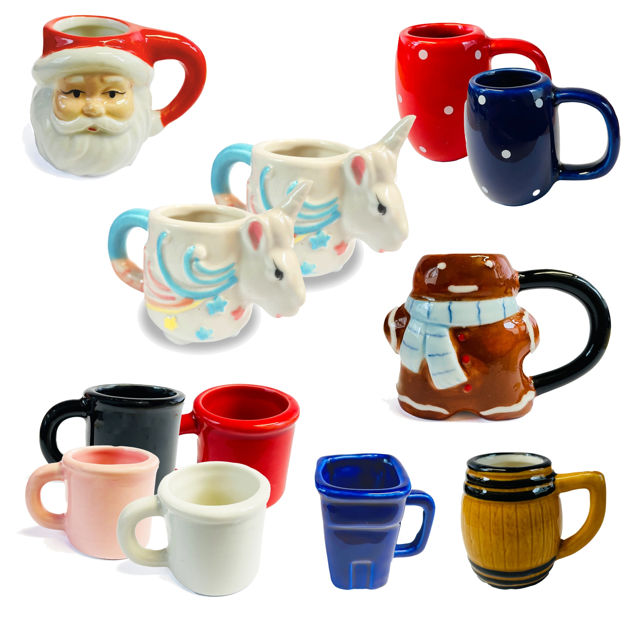 Keramikschnapsgläser in lustigen Formen